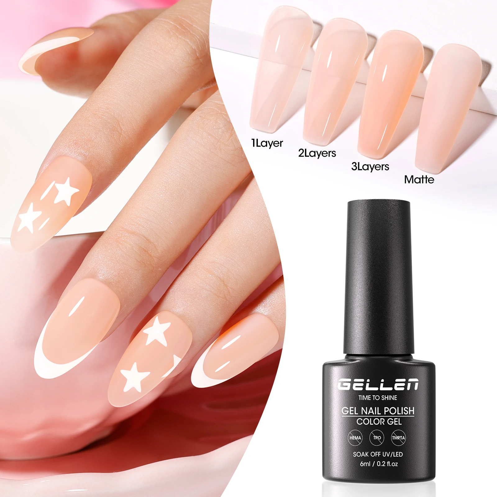 GELLEN 6ML Jelly Nude Pink Gel Nail Polish Manicure Trends Design Supplies Acrylic Press on Nails UV Cured Salon DIY