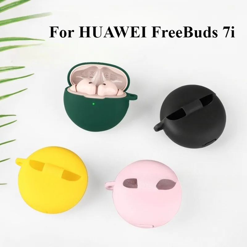 Silicone Case For Huawei FreeBuds 7i Cover Earbuds Accessories Shockproof Cases Dust-proof Keychain Coque Fundas with Hook