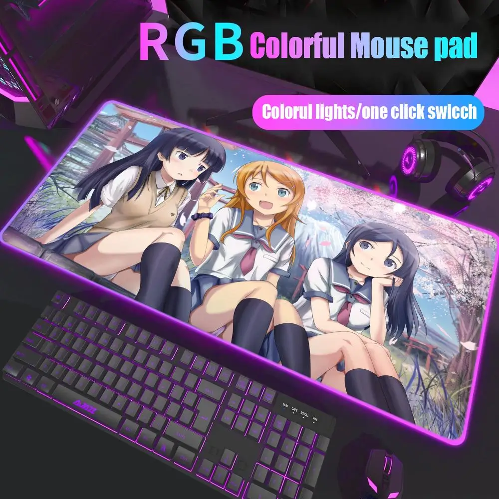 

Oreimo My Little Sister Can't Be This Cute Коврик для мыши Gamer Rgb Настольный коврик Подсветка Светодиодный коврик для мыши Настольный коврик Большой коврик для мыши
