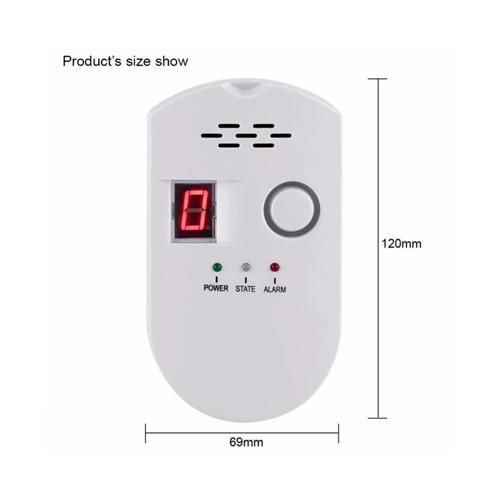 BRJ-502D LCD LPG LNG Coal Natural Gas Detector Analyzer Gas Security Alarm Sensor Warning Detector AC100V-AC240V Digital Display