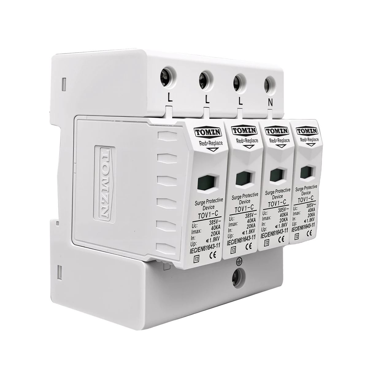 TOMZN AC SPD 3P+N 30KA~60KA D ~385V  House Surge Protector Protective Low-voltage Arrester Device