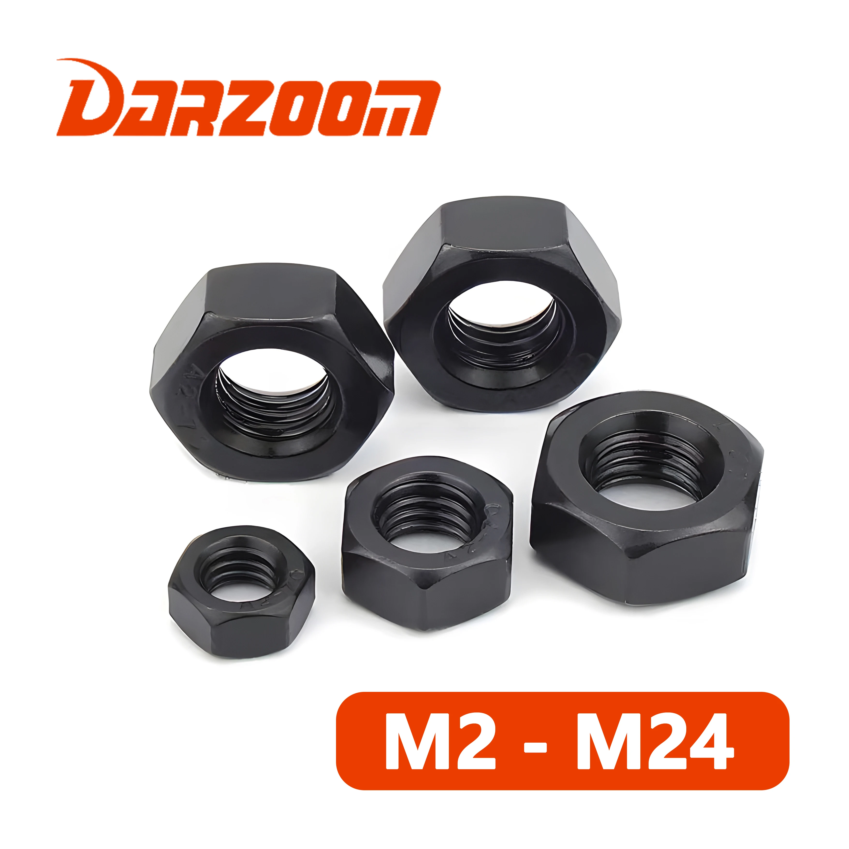 M2 M2.5 M3 M4 M5 M6 M8 M10 M12 M16 M20 M24 Hexagon Hex Nuts Stainless Steel Black Black Carbon Steel Metric Hex Nuts