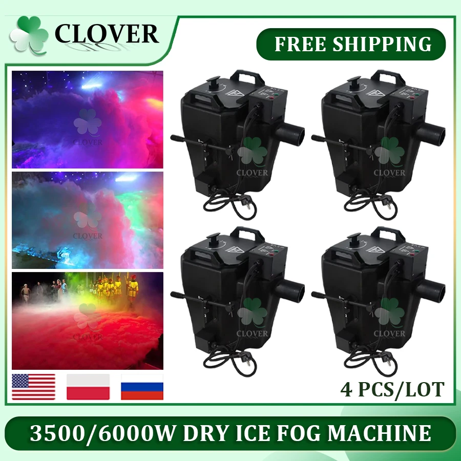 0 Tax 4Pcs/LOTS 6000W Dry Ice Fog Machine Low Lying Smoke Machine Party Stage Wedding Concert Equipment Low Lying