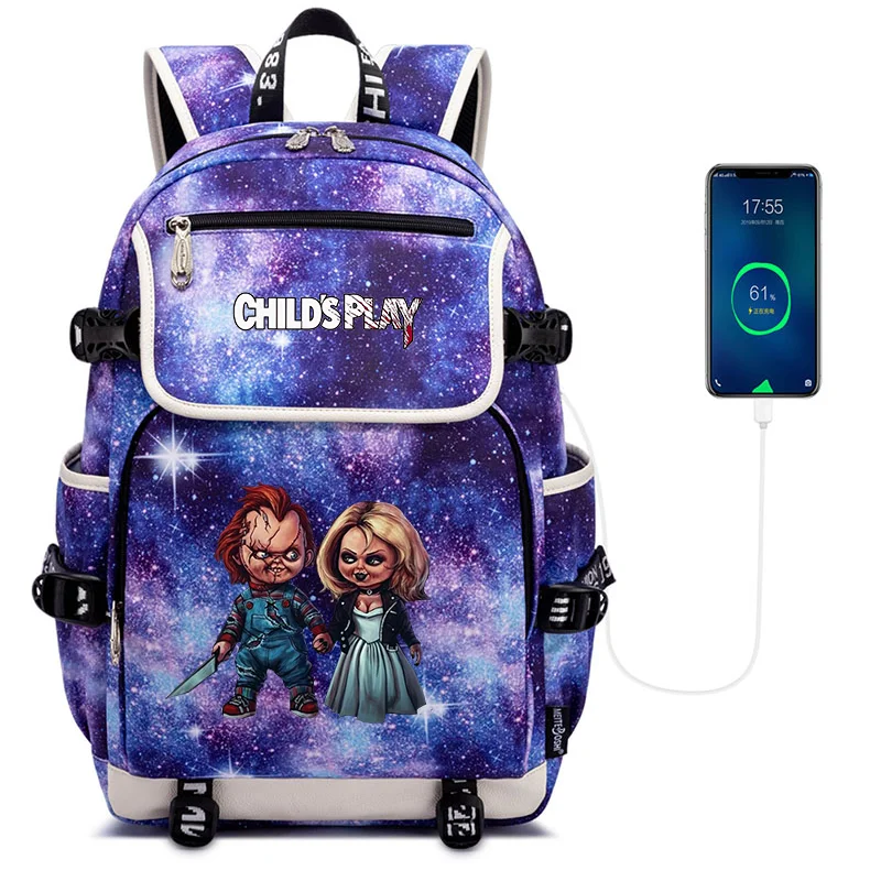 

Child's Play Chucky Backpacks Men Women USB Charging Laptop Travel Bags Teenager Student kids Backpack Casual Mochila