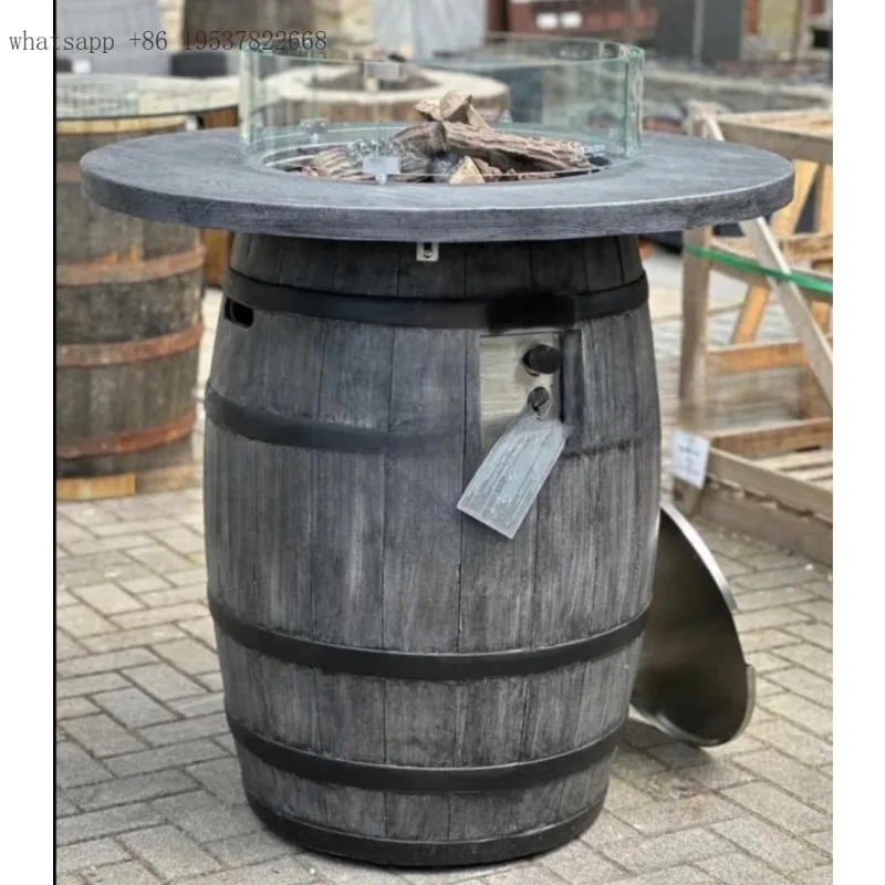 Outdoor Hotel Terrace Bar Fire Pit Country Barrel Style Outdoor Seating Area Fire Pit Pit for Hotel Terrace Bar