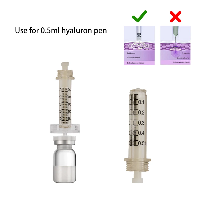 0.5ml 1/5/10PcsDisposable Sterile Ampoule Head for Hyaluron Pen Hyaluronic Acid Gun Atomizer Anti-wrinkle for Lip Filler Lifting