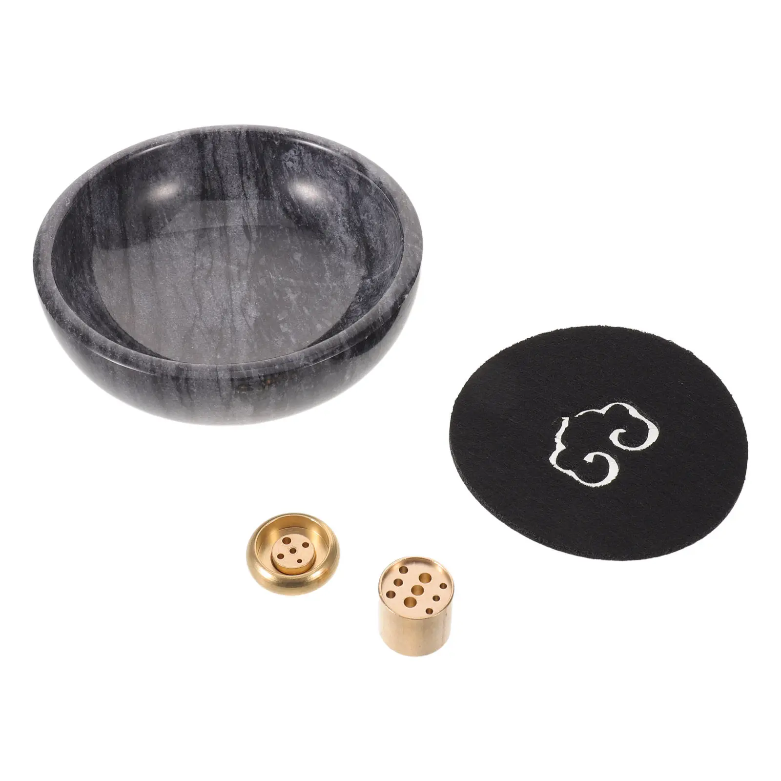 Natural Black Marble Incense Burner Tray Handmade Holder Smudging Bowl Meditation Yoga Room Decor Aromatherapy Relaxation