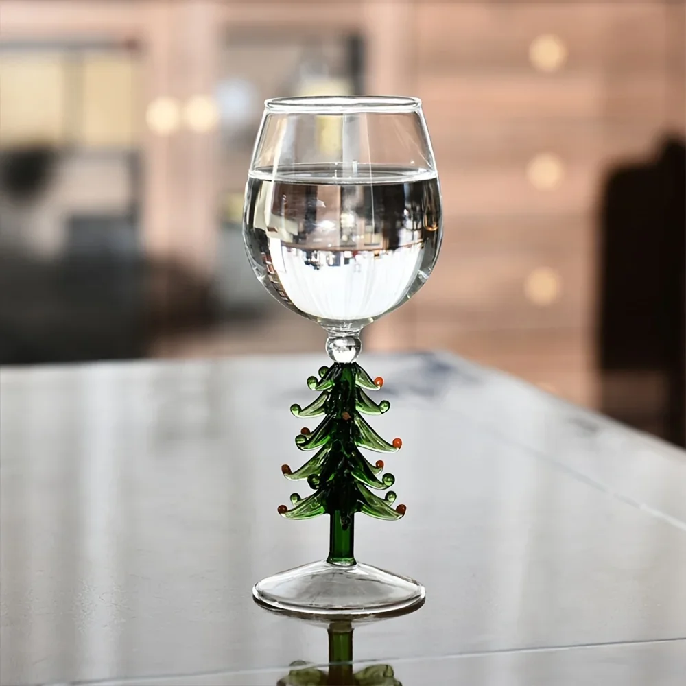 1 Stuk Kerstboomvormige 300Ml Rode Wijn Glas Kerstfeest Cocktail Champagne Highfoot Glas Highball Glas Vakantie Cadeau