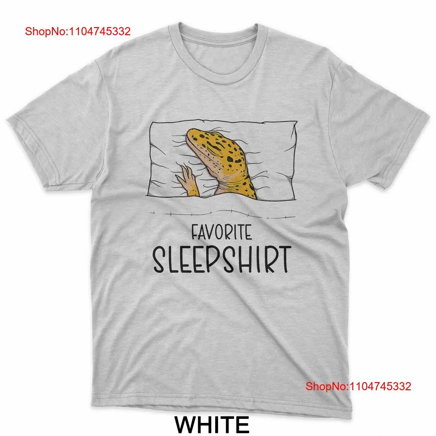 Favorite Sleepshirt Leopard Gecko Napping Lizard Pajama T Shirt vintage Washed Breathable Stretched Versatile