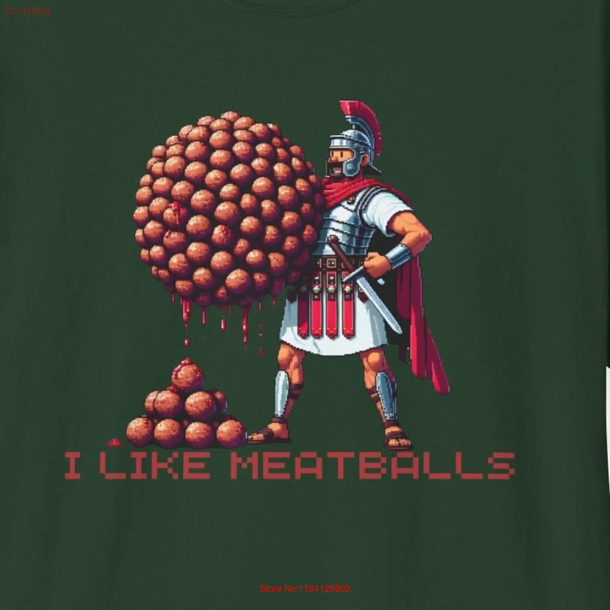 I Like Meatballs T Shirt Spaghetti Lovers Roman Centurion Italian Food Weird Funny Silly long or short sleeves