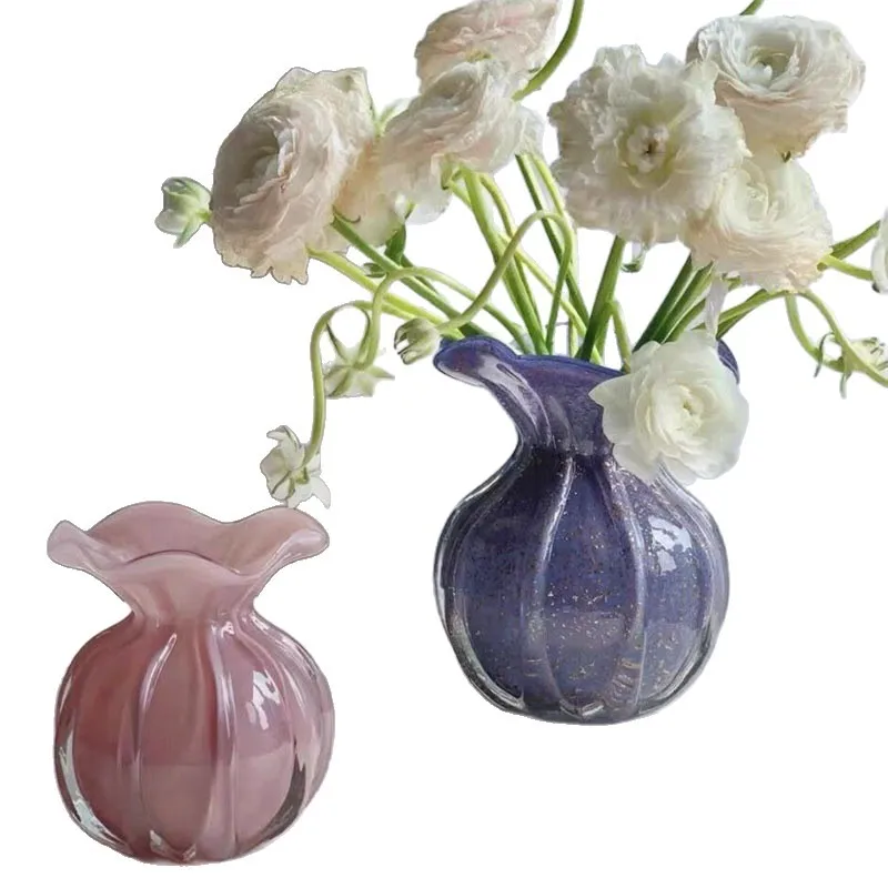 

Lucky bag lace glazed vase ornament living room flower arrangement glass transparent water culture light luxury household flower