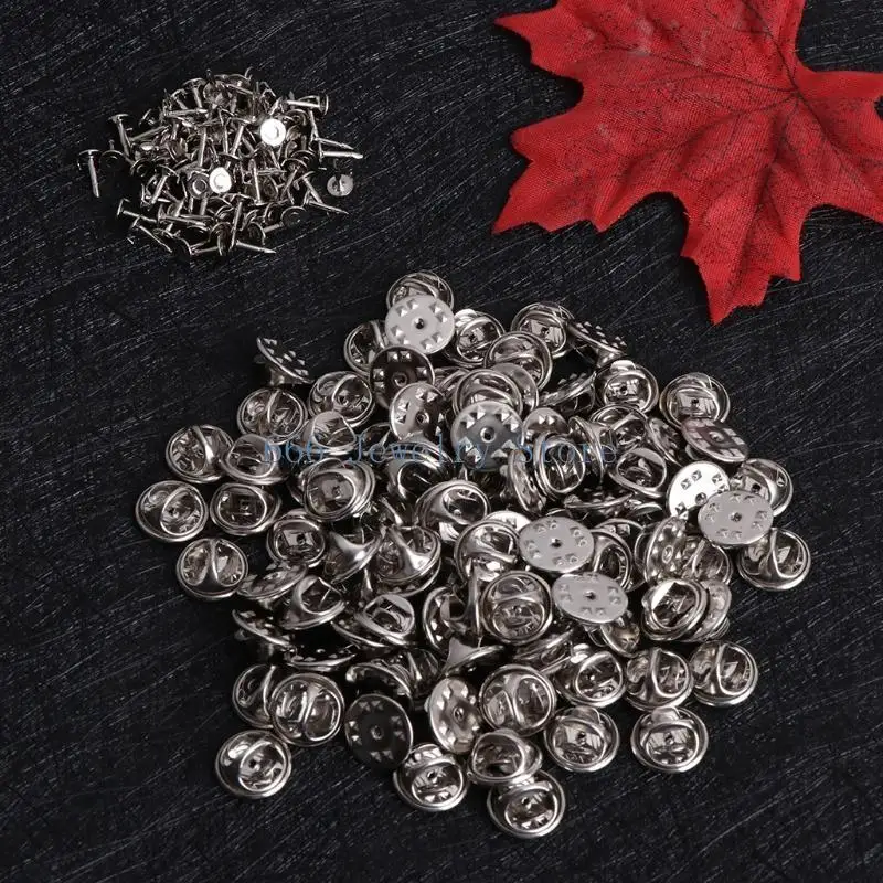 F2TD Practical Pin Backs 100x/Set for Butterfly Locking Pin Backs Replacement Tie Tack Clutch Pins for DIY Jewelry Findings B