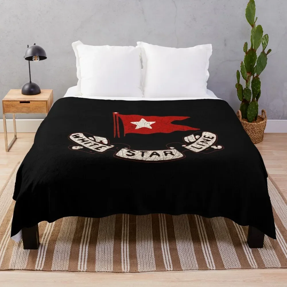 White Star Line T-ShirtWhite Star Line T-Shirt_by Midcenturydave_ Throw Blanket Cute Decorative Sofa Hairys Blankets