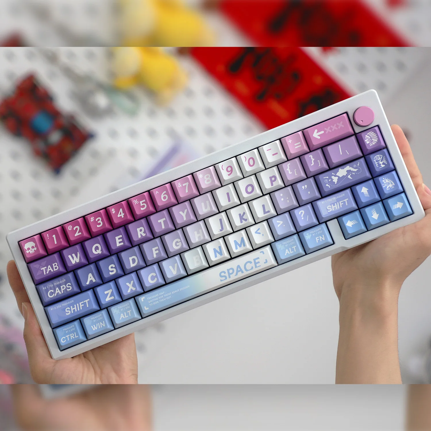 Keycap gradual change color wootting mechanical keyboard cap dopamine PBT five-sided sublimation original height