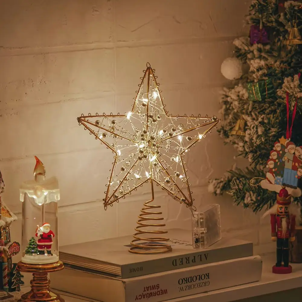 Metal Star Christmas Tree Topper with Beads