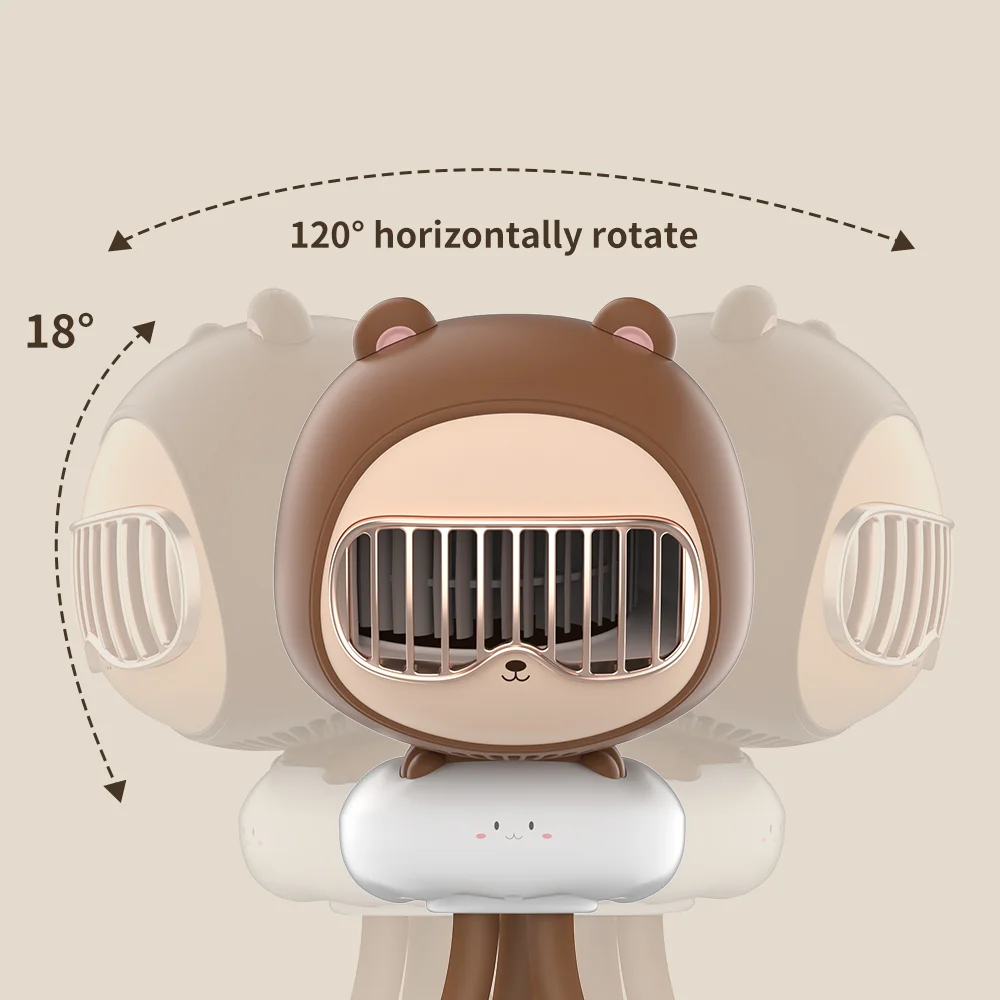 3600mAh Stroller Fan recarregável Quiet Bladesess ajustável 120 ° Auto Rotação 4-Gear Vento Handheld para ventilador elétrico ao ar livre