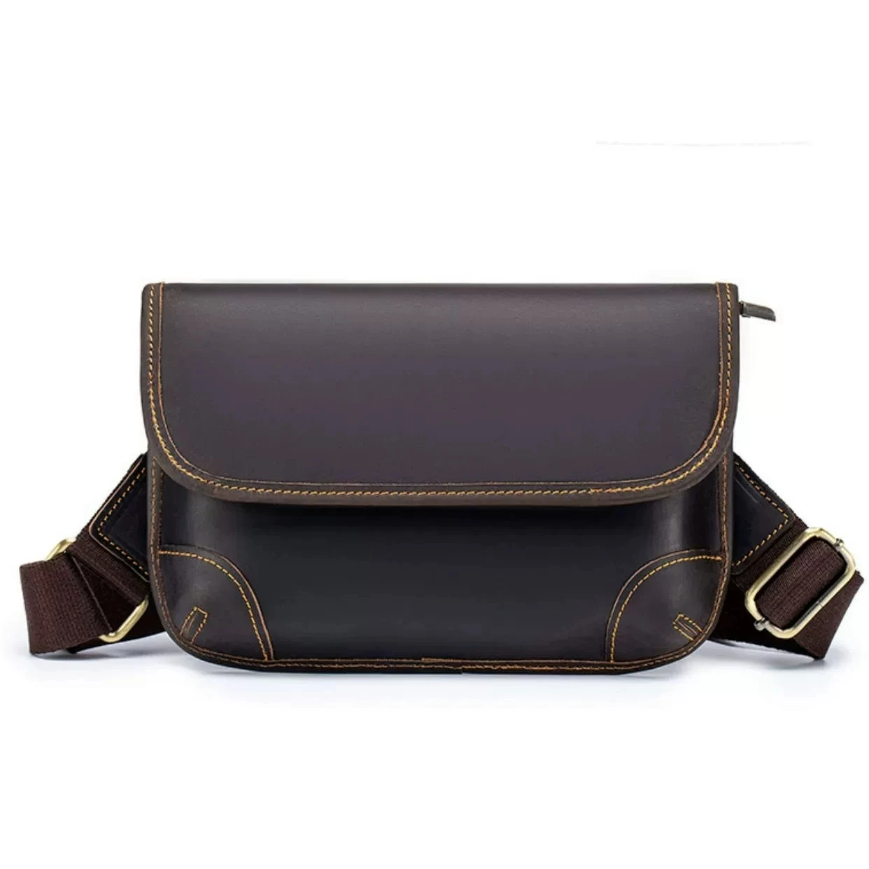 

Vintage Man Genuine Leather Crossbody Bag Crazyhorse Real Cow Leather Satchel Male 2025 New Shoulder or Sling Bag