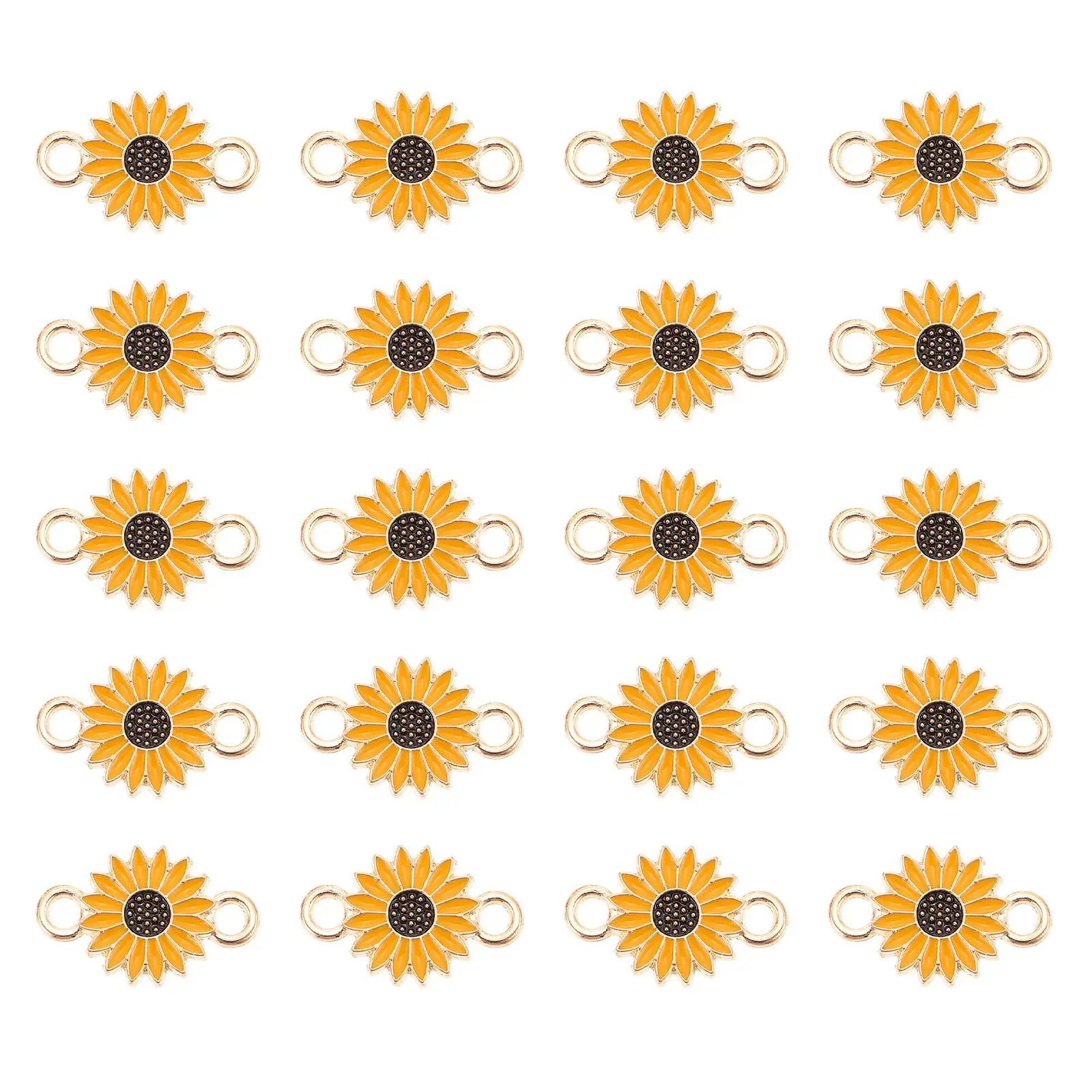

20 Pcs Yellow Sunflower Accessories Jewelry Charms Necklace Charms Earring Charms With Two Hole Diy Jewelry Making Components