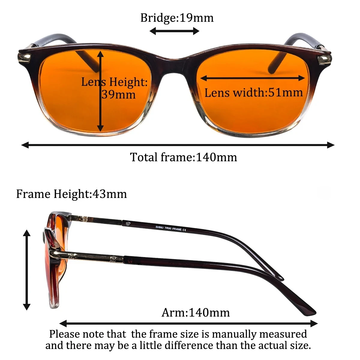 SHINU women red lens fashion glasses anti blue light better sleep dyed color lenses orange lesns glasses for long time work