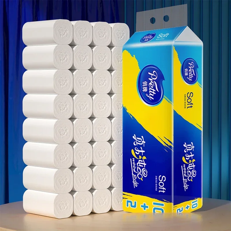 12 Rolls of Full Box of Roll Paper Five Layers of Thickened Core Roll Toilet  Napkins Serviettes paper 850g