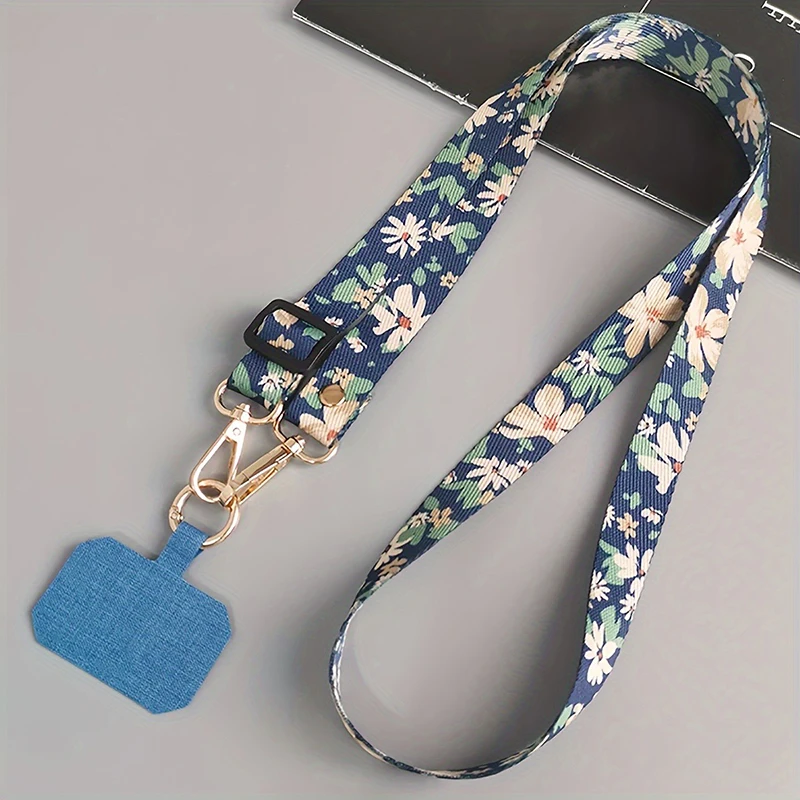 Tali Lanyard Ponsel Selempang Dicat Tali Gantung Leher Dapat Disesuaikan dengan Klip Gasket Lanyard Casing Ponsel Universal Antihilang