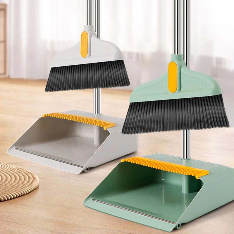 2-teiliges Set Haushaltsbesen und Kehrschaufel-Set, langlebiger Kehrbesen und Kehrschaufel mit langem Griff für Zuhause, Büro, Schule, Wohnheim