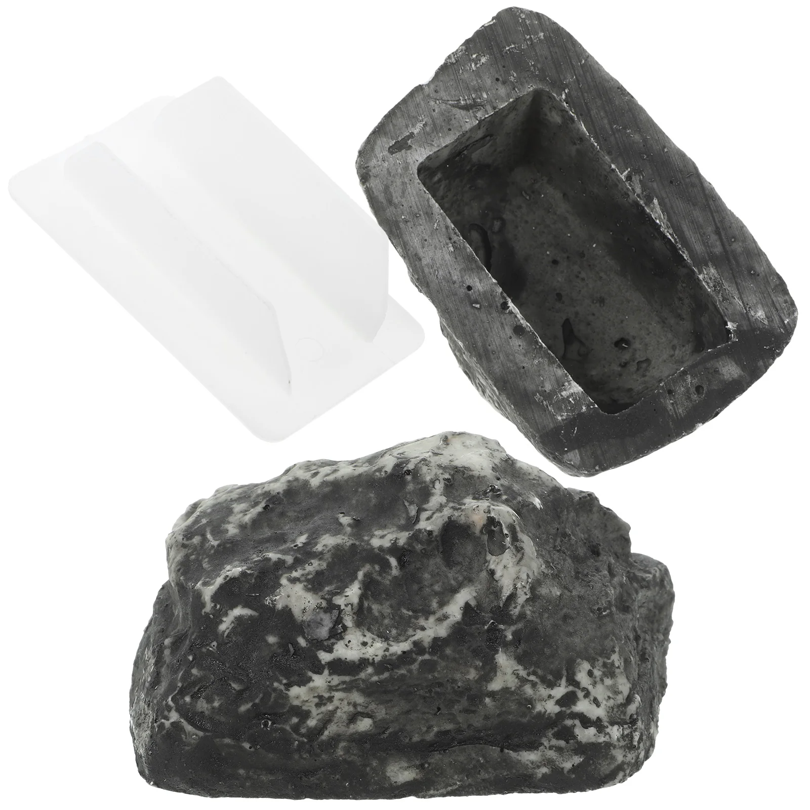 2 Pcs Stone Key Box Resin Hidden Storage Container Outdoor Keys Spare Hider Fake Stone Garden Decor Sculpture Statue Yard