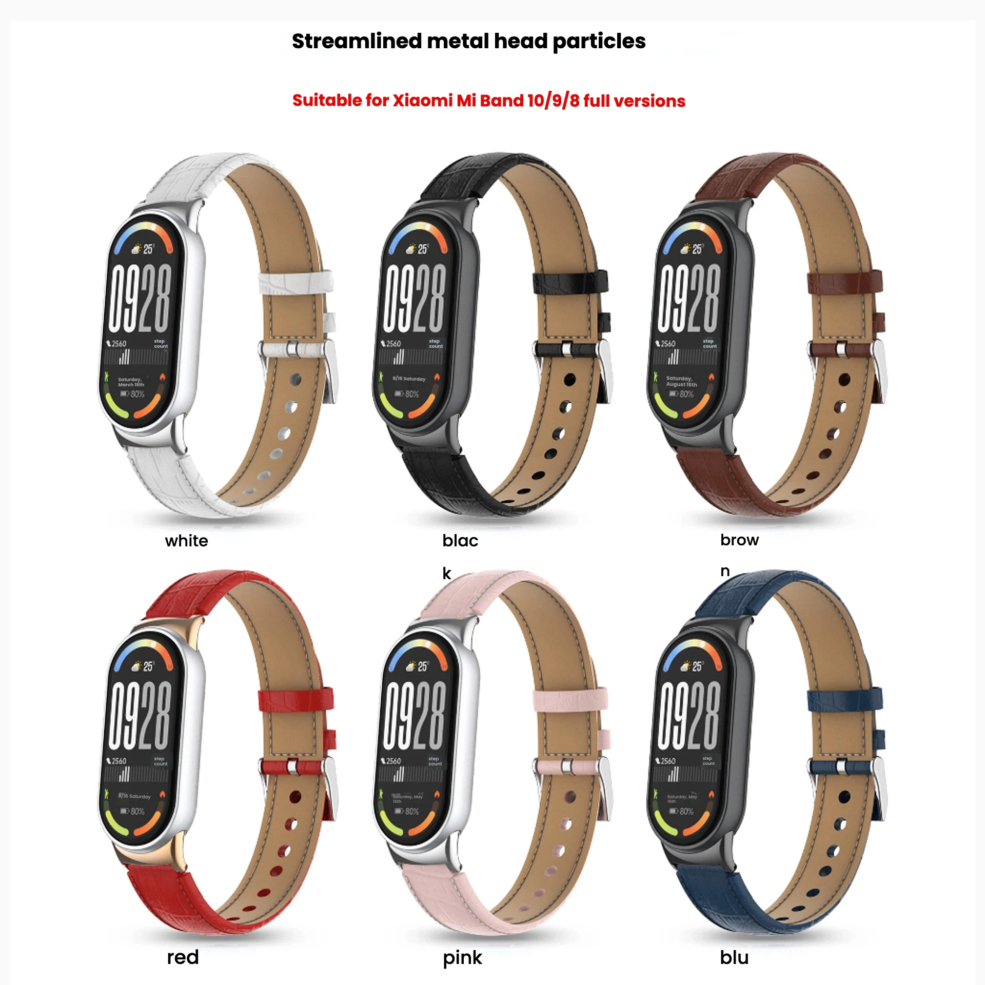 

Fashion leather wristband For Xiaomi Mi Band 10 WatchBand Replacement Bracelet For Mi Band 8 9 10 Smart watch strap Accessoriess