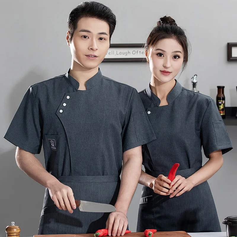 Uniforme de trabajo de Chef de verano para hombres, manga corta, Catering, Hotel, cocina, restaurante, ropa de Chef para mujeres