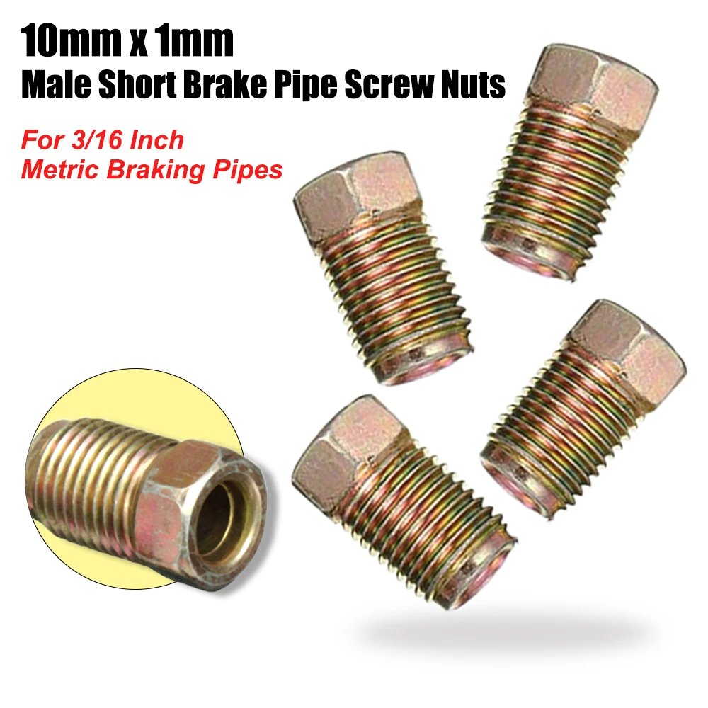 10/20 pcs Male Short Brake Pipe Screw Nuts for 3/16 Inch Metric Braking Tubes High quality copper 10mmx1mm