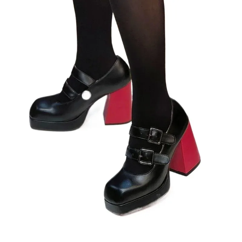 qq28LQGame Zenless Zone Zero /ZZZ Ellen Joe Maid Cosplay Czarne Czerwone Buty na Wysokim Obcasie 4cm/9cm Rozmiar 34-46 Cust