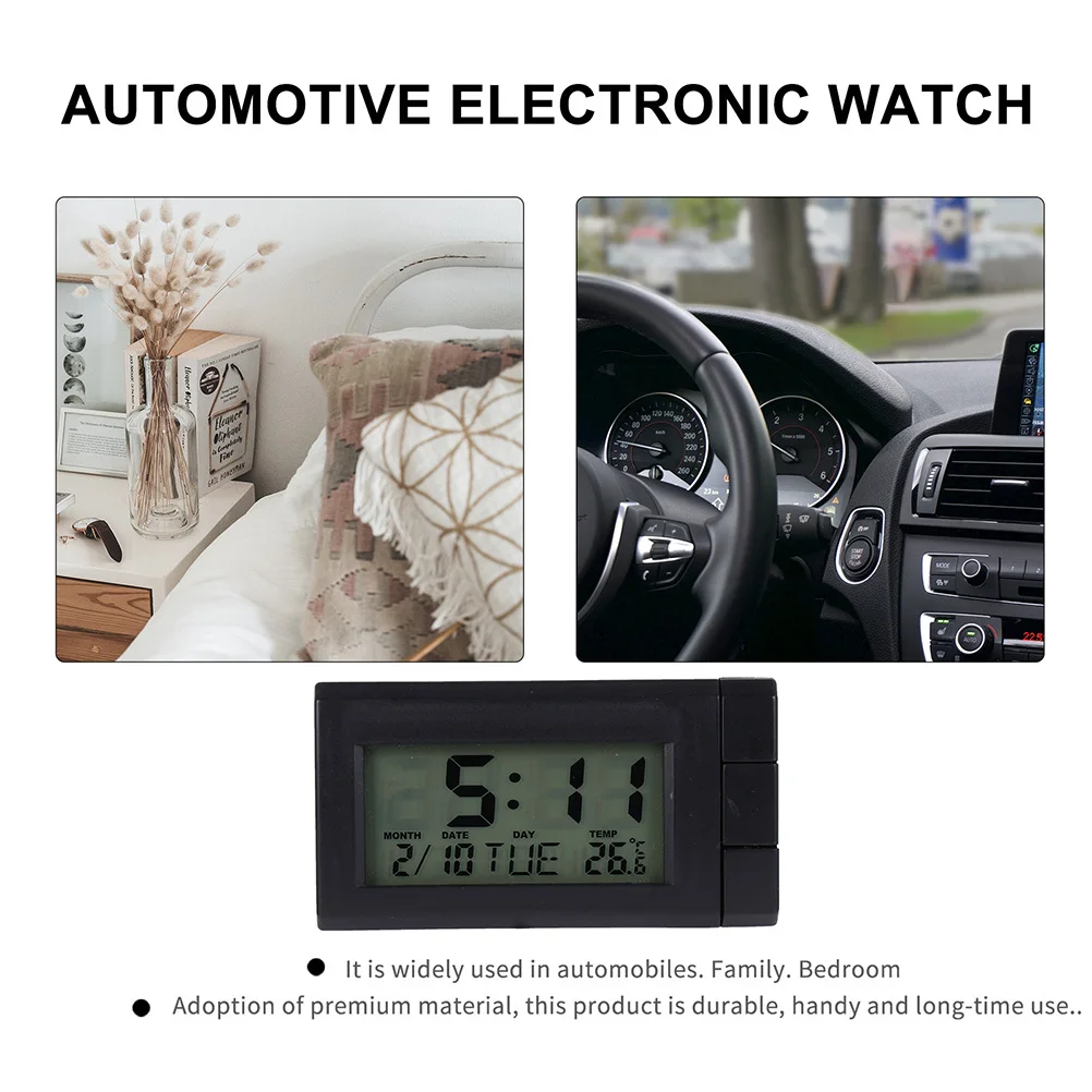 

2Pcs Car Clock Thermometer High Precision Electronic Digital Timer Auto Dashboard Temperature Display Vehicle Mounted Night
