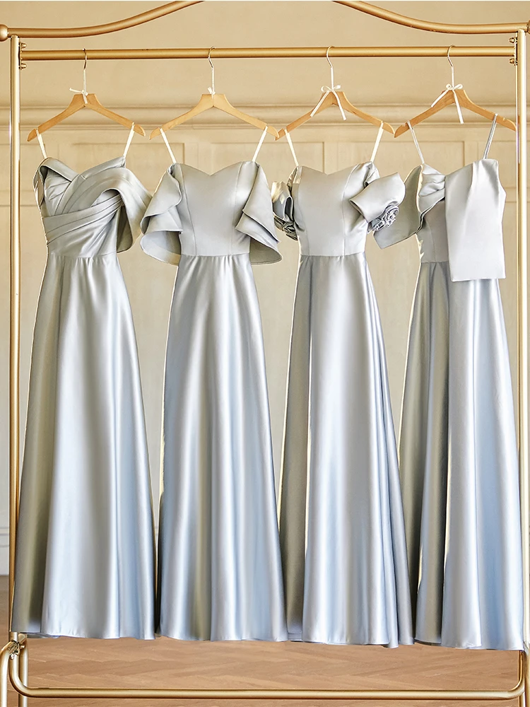 

Новое синее платье Satiny Maids Dr Gown 2026, маленький размер, для сестер, комплект для подружек невесты, подходит для повседневной носки