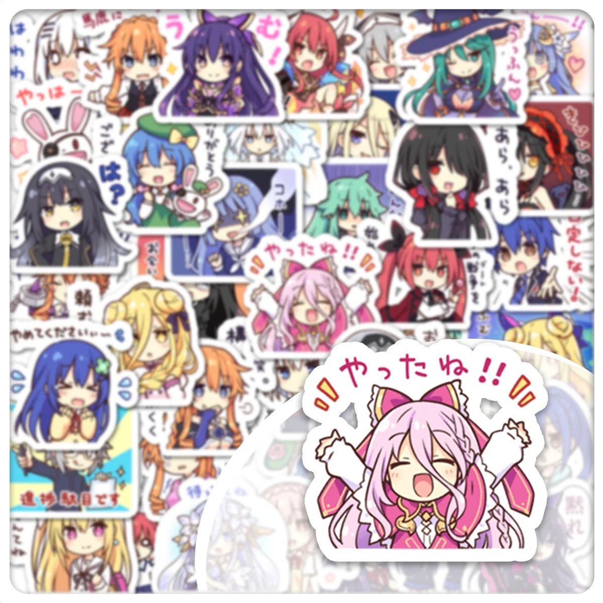 40 Pcs Cute Date A Live HD Custom Emoji Stickers, Party Merch DIY Decor Stickers for Journals, Phones & Computers