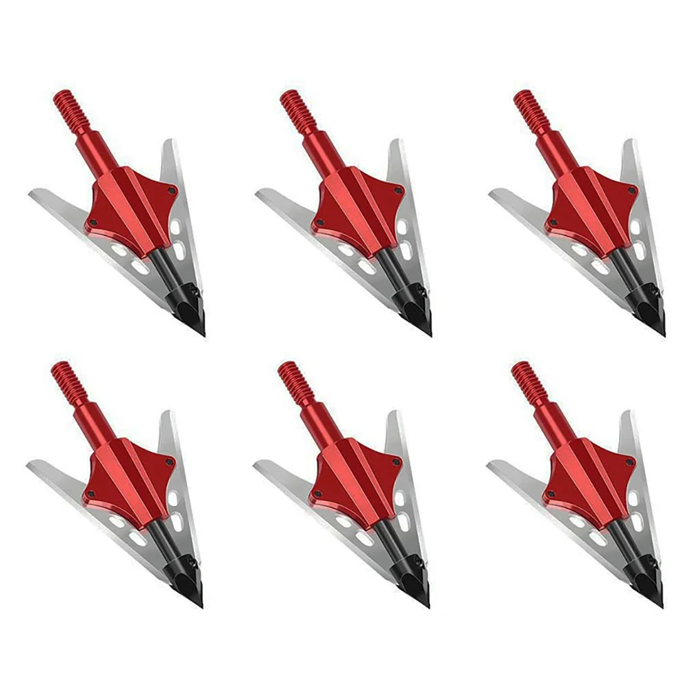 A24P 6 Buah Broadheads Berburu 2 Broadhead Pisau Geser Pegas untuk Mekanis Kompatibel dengan Panah dan Busur Majemuk