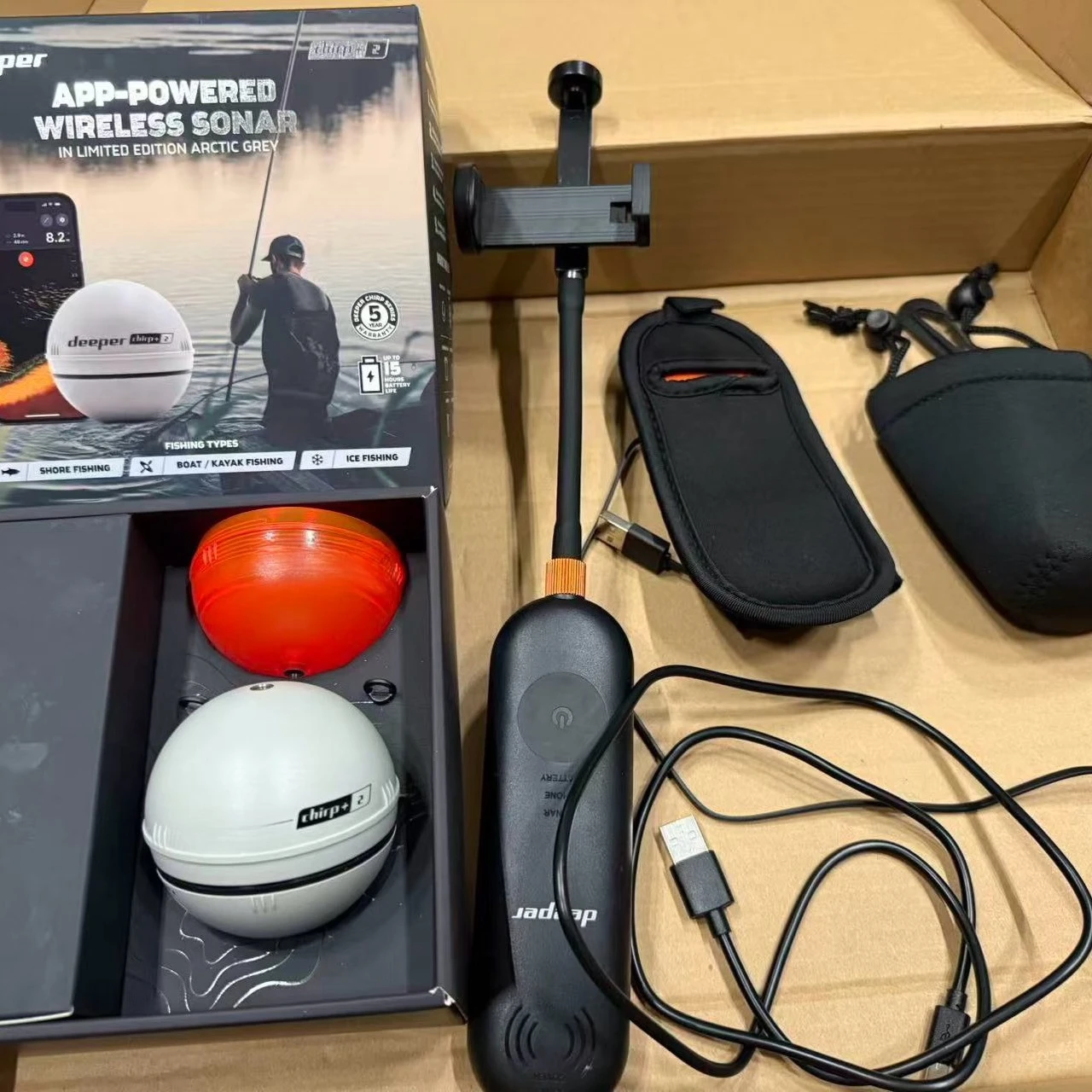 apply to Deeper CHIRP+ 2， Complete set of fishing tools with accessories, supporting APP operation and remote communication