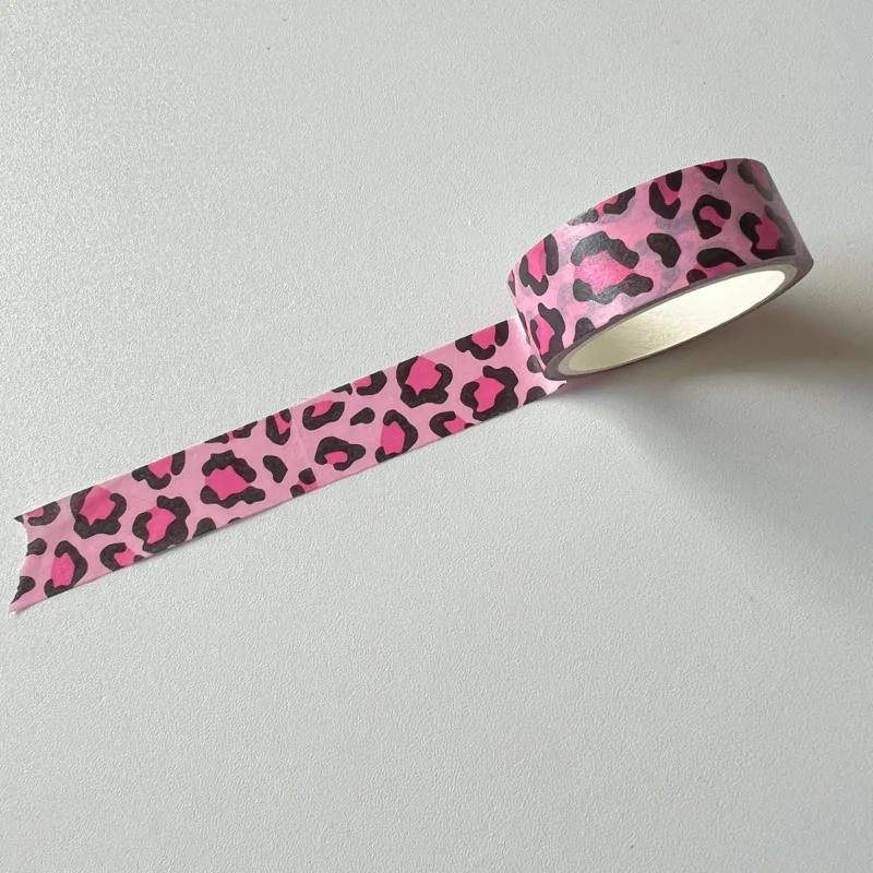 Fita adesiva para scrapbooking, fita adesiva com design leopardo, washi, bonito, para scrapbooking, diy, 1pc.