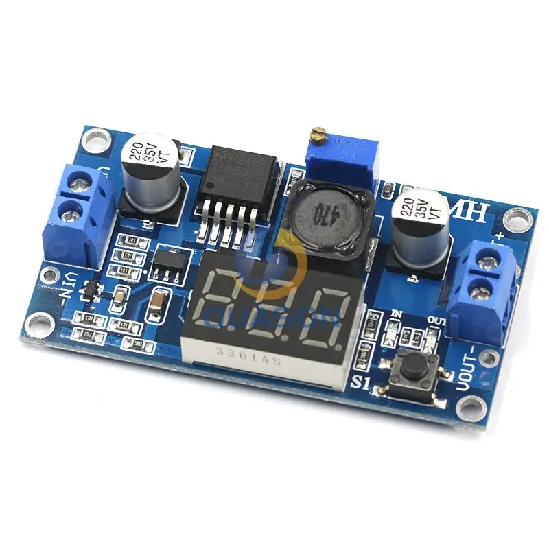 LM2596 BUCK 3A DC-DC Voltage Adjustable Step-Down Power Module + Blue LED Voltmeter