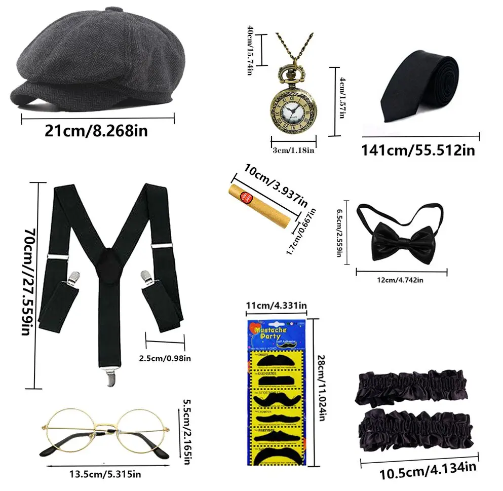 

Детективные костюмы, шапочки, увеличительное стекло, искусственные бороды, галстук-бабочка и т. д., различные детективные костюмы подходят для различных сцен.