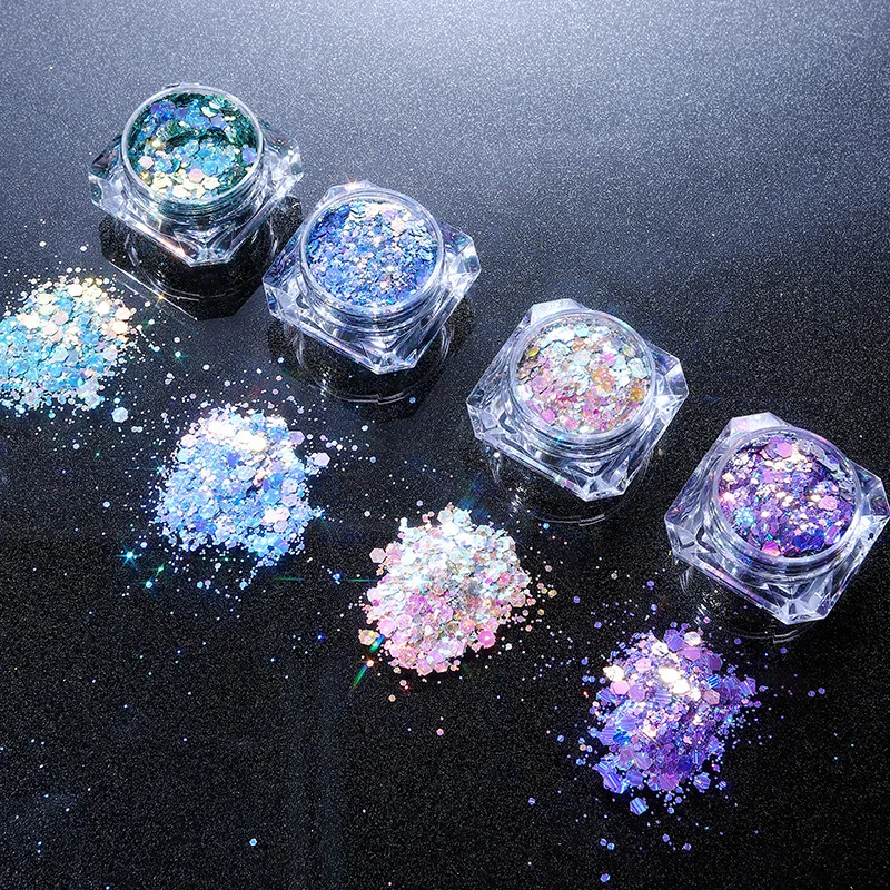 4 جرام ثلاثية الأبعاد عين القط مقياس السمك المجسم مكتنزة بريق مزيج أحجام البوليستر DIY بها بنفسك الحرف الزخرفية الراتنج رسومات أظافر الشعر لتقوم بها بنفسك