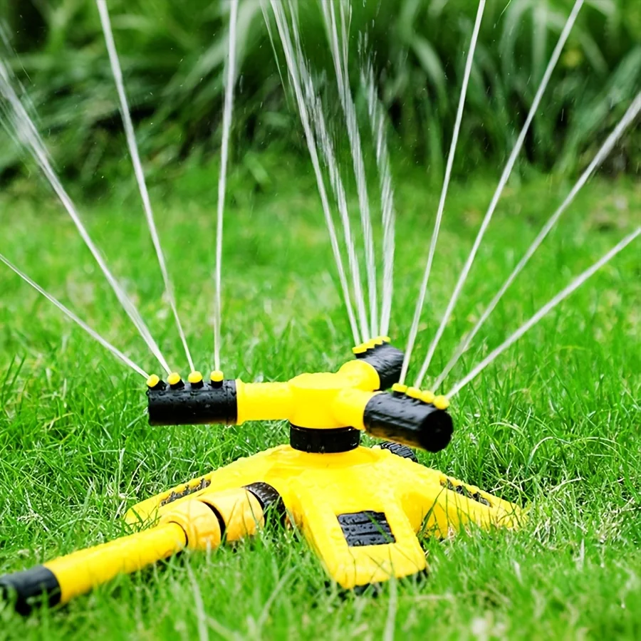 360°automatic rotating three-prong sprinkler automatically sprays after water passes through can be used in series