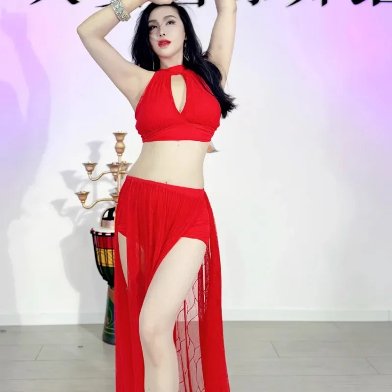 Swegal personalizado roupas de dança do ventre prática roupa grande malha vermelha conjunto vestido de dança oriental traje de dança exótica