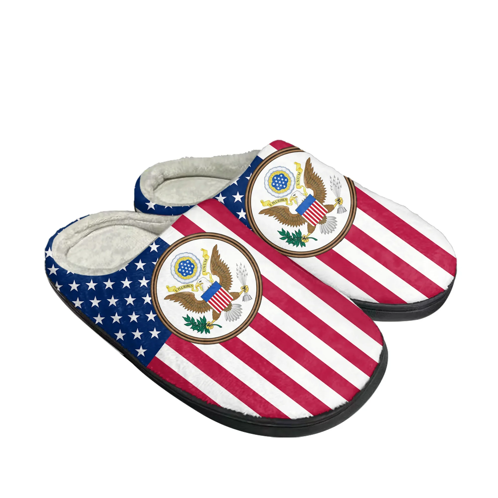 USA Flag America Red Blue White Art Home Cotton Custom Slippers Mens Womens Sandals Plush Casual Keep Warm Shoes Thermal Slipper