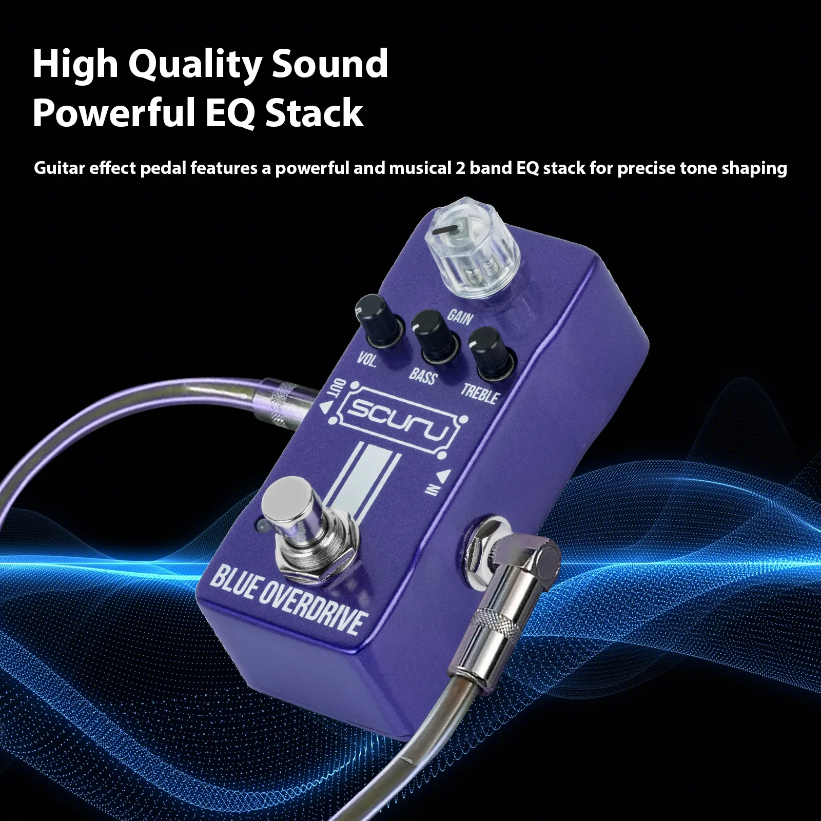 

Гитара SCURU Blue Overdrive, педаль эффектов, усиление/громкость/бас/высокие частоты, мощный EQ Stack DC 9 В, 6,35 мм, входной/Выходной интерфейс