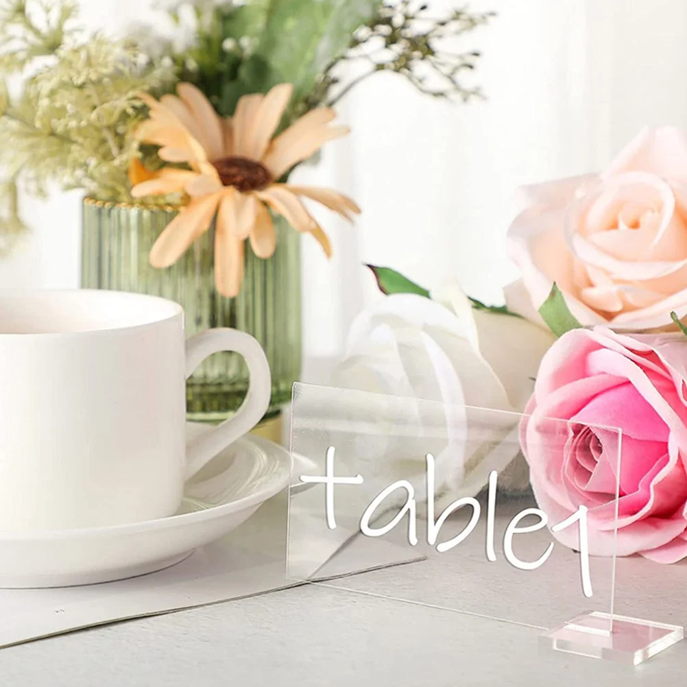

12 Pcs Digital Table Number Plate Wedding Reception Signs for Cards Acrylic Clear Stands Seating Chart Decal