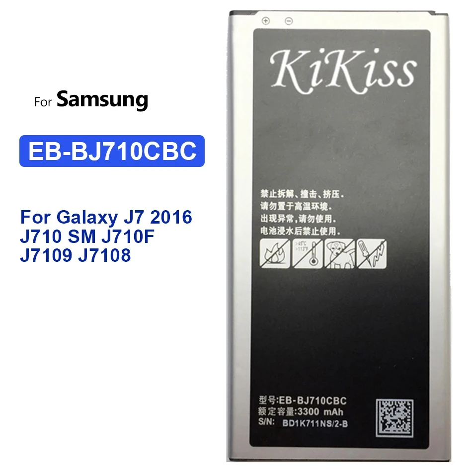 Kikiss Mobile Phone Battery For Samsung Galaxy J7 2016 Edition J710 SM J710F J7109 J7108 EB BJ710CBC 3300Mah EB-BJ710CBC