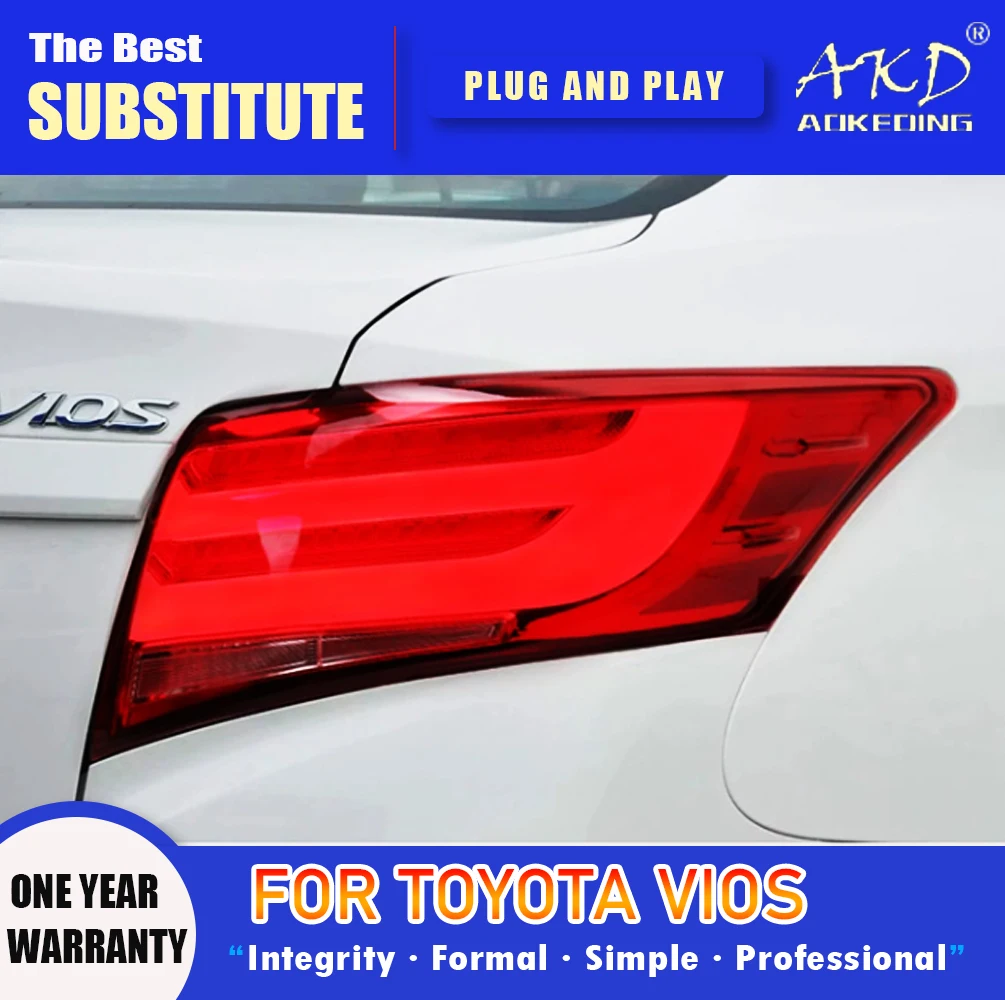 

AKD Tail Lamp for Toyota Vios LED Tail Light 2014-2016 Vios Rear Fog Brake Turn Signal Automotive Accessories