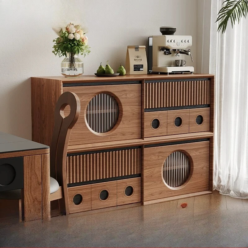 Medieval style solid wood storage card door cabinet retro dining side cabinet bedroom household chest cabinet living room TV