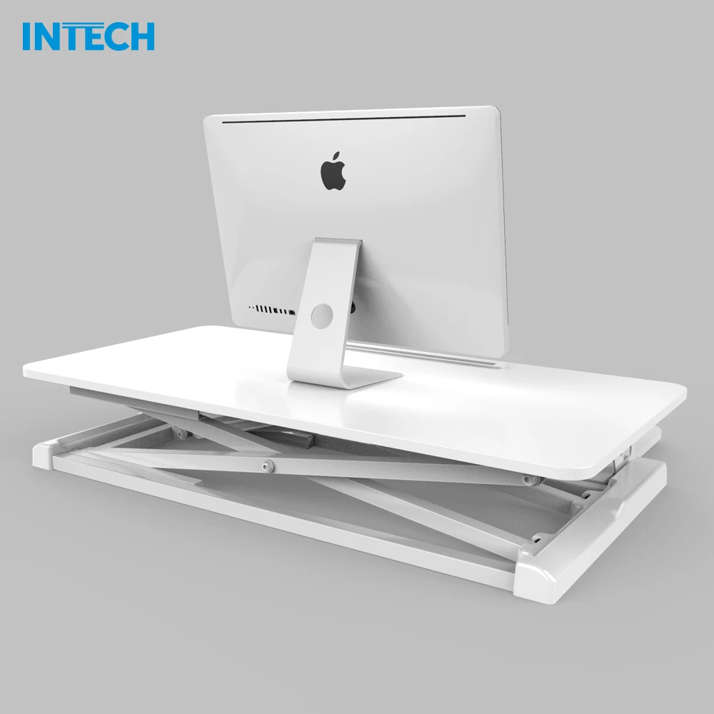 Height Adjustable Desk Converter with Removable Keyboard Tray, Gas Spring Riser, Workstation, Laptop Stand Desk