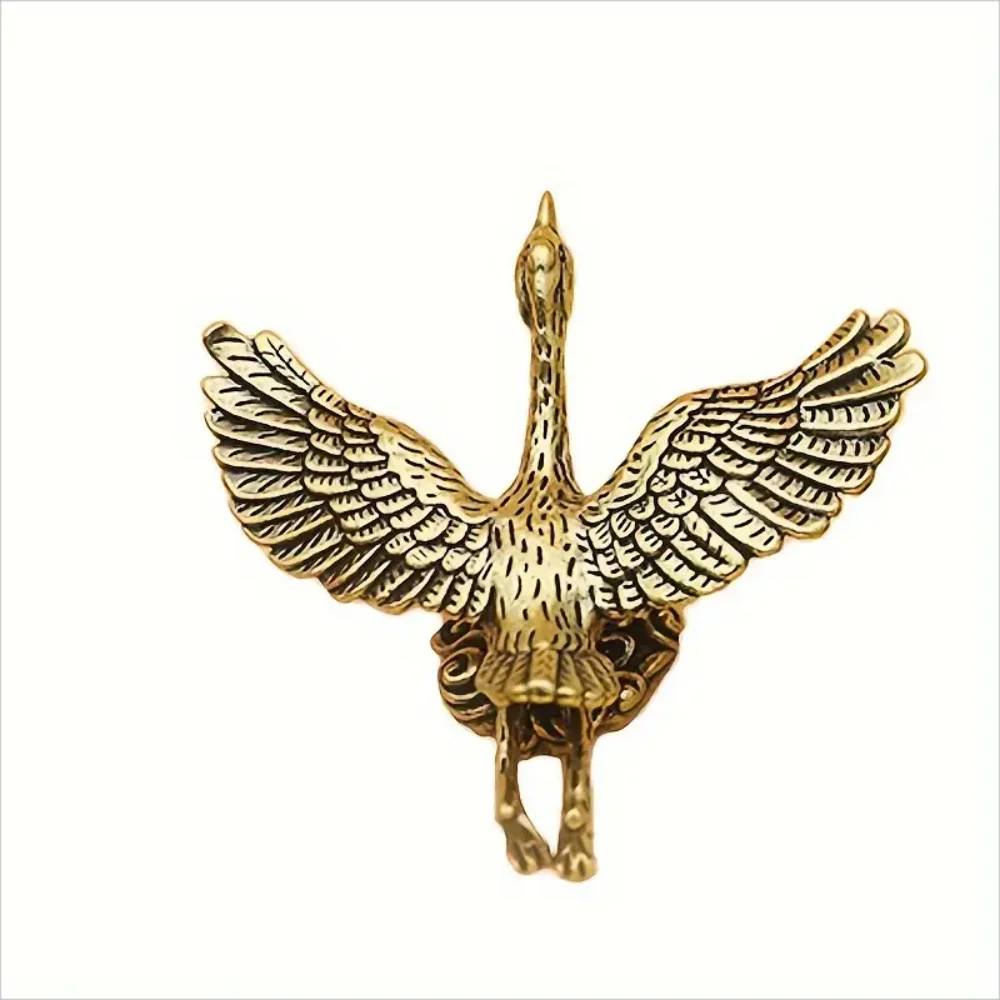 Elegante fliegende Kranich-Figur aus Messing – Desktop-Dekoration im Vintage-Stil, Büro-Kunststück, Tee-Haustier-Zubehör – Detail 7